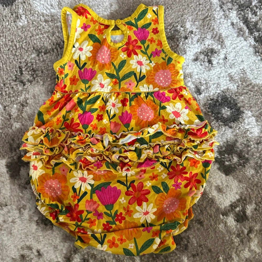 Little Sleepies Yellow Floral Ruffle Bubble Romper